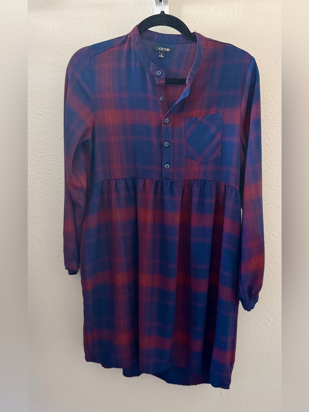 Joe's Jeans Blue and Burgundy Plaid Girls' Casual Dress, size L (12-14)